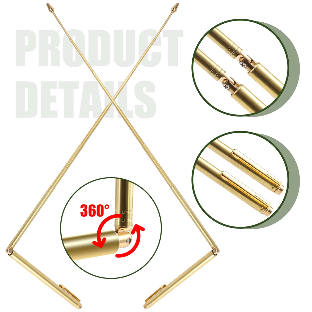 Radiestesia retrátil portátil Rods, forma da pena, L Rods, ferramentas da caça do fantasma, adivinhando a água, etc., PCes 2