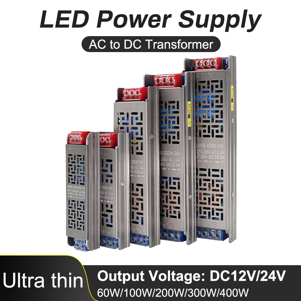 Full Watt Led Voeding Koperen Omhulsel Stille Ac Naar Dc 110V 220V Converter 60W 100W 200W 300W 400W Led Transformator 12V 24V