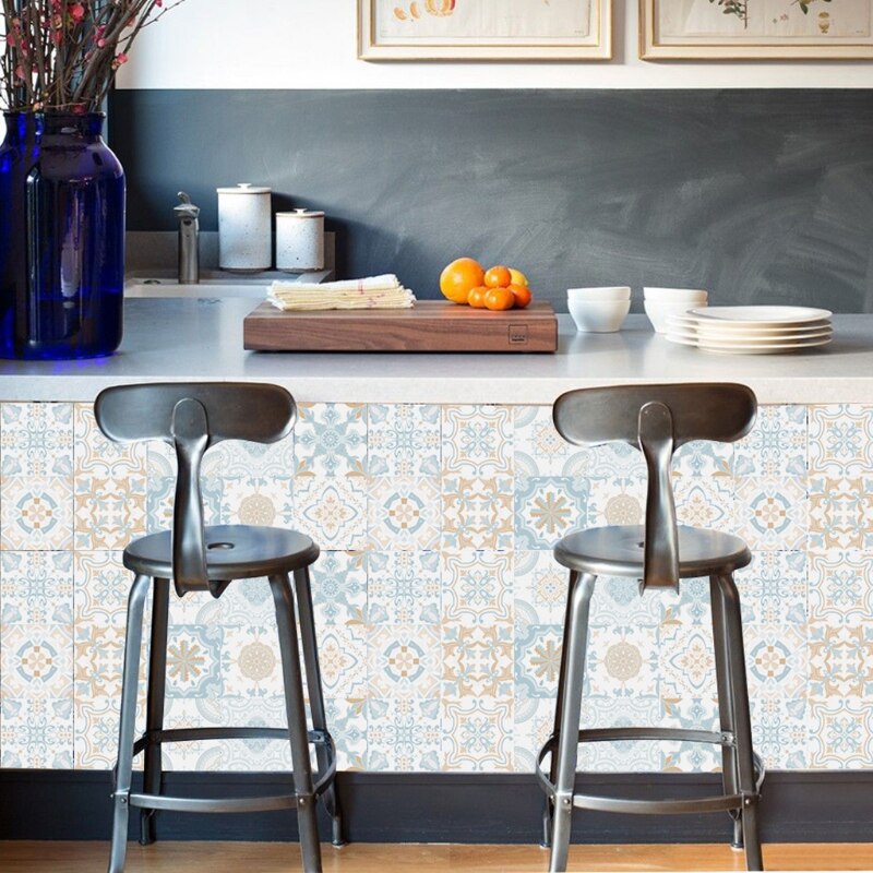 10pcs Backsplash Tile Stickers Peel Stick Wall Sticky Waterproof Removable Stair Decals for Bathroom Kitchen Furniture