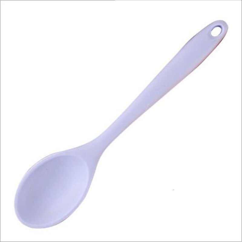 Household Silicone Spoon Heat Resistant Easy To Clean Non-Stick Spoons Kitchenware Salad Spoon Kitchen Scoop Tableware Tools: purple