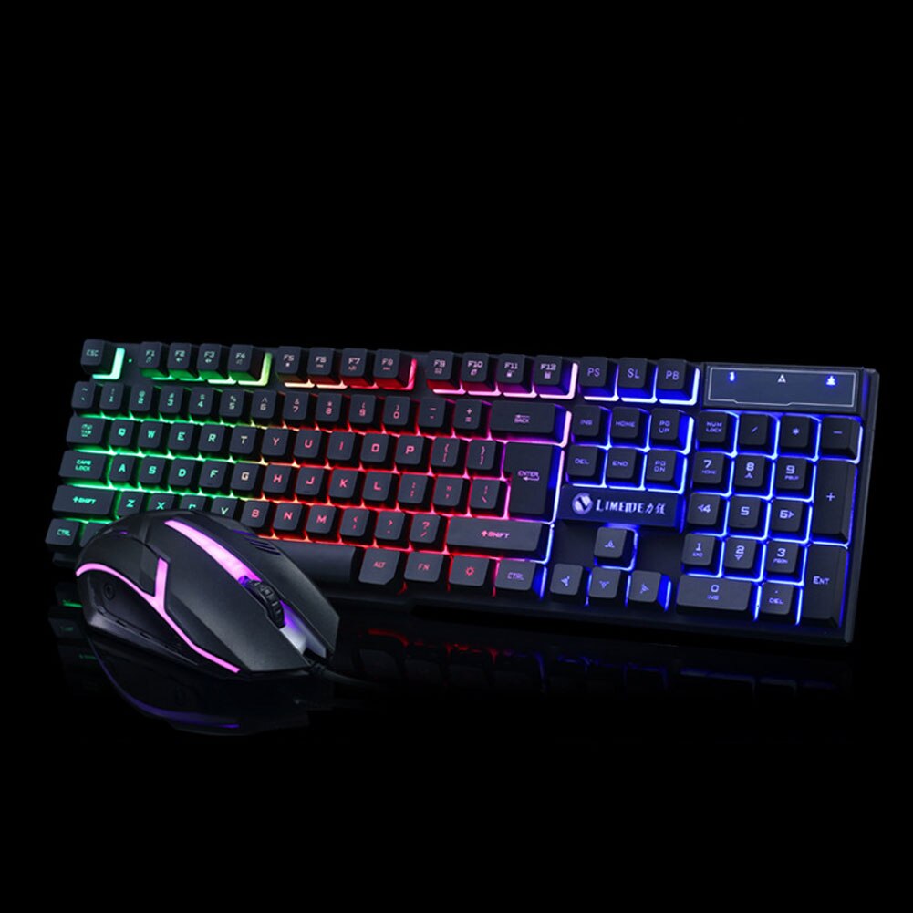 Colorful Light Wired Keyboard and Mouse Set 104 Keys USB Keyboard 1200 DPI Mouse Set for Laptop Computer Keyboard Mouse Set