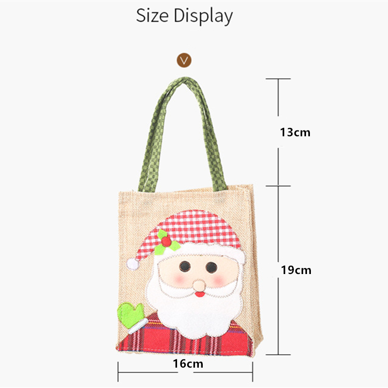 1 stk julepynt linned applikationer broderet taske tegneserie slikpose ornament mulepose