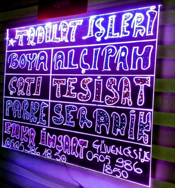 Vertical Or Yatay-50x70cm or 70x50cm-1 color PEN-Neon Writing