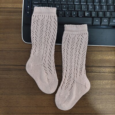 5 Kleuren Kinderen Meisje Spaanse Stijl Knie Hoge Sokken. Vintage Baby Peuter In Buis Sokken. Kid 'S Visnetten Sok Baby Socken 0-3Y: pink / 0-1 years old