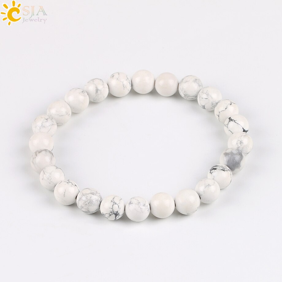CSJA 8mm Matte Glasur Weiß Howlith Glück Edelstein Stein Mala Perlen Strang Armbänder Meditation Männer & Frauen schmuck P042: Glaze