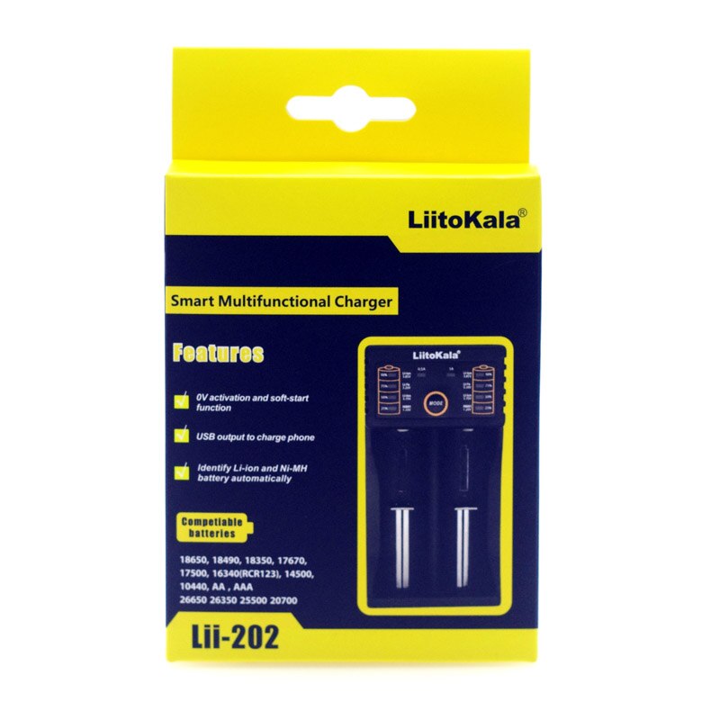 Liitokala Lii-500 300 260 S1 402 202 100 LCD 3.7V 18650 18350 16340 25500 14500 26650 1.2V AA AAA NiMH lithium battery Charger: Lii-202