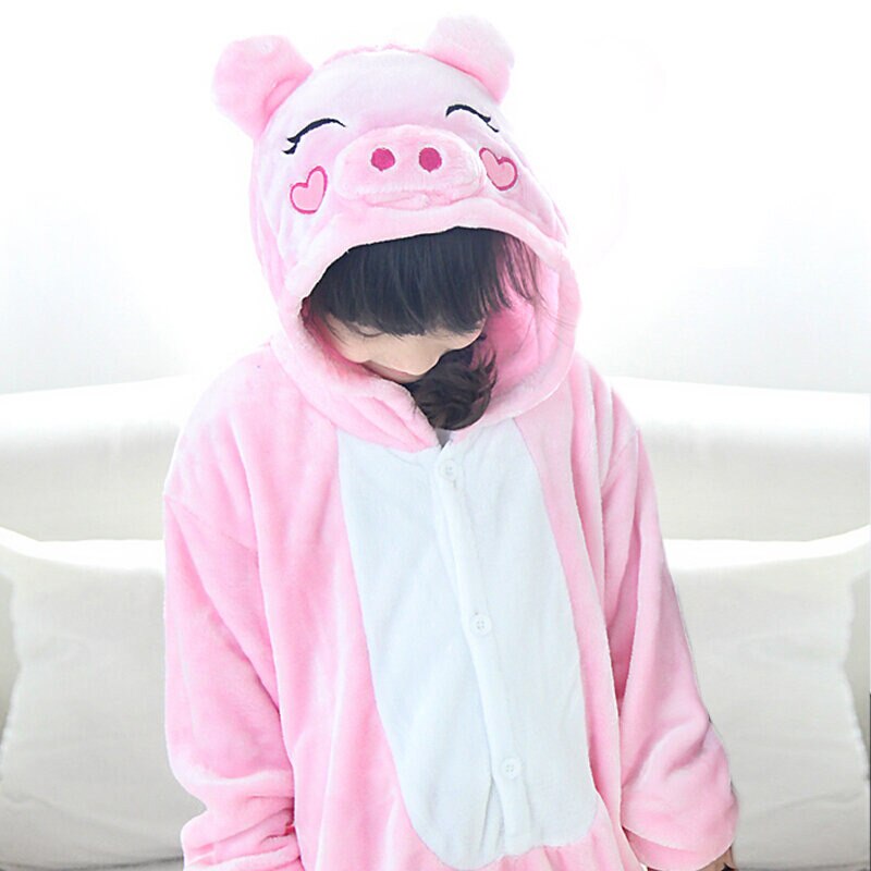 Mono de cerdo de franela para niñas, manta de bebé con capucha de punto cálido para niños, manta de lana cálida, mono de pijama de invierno para bebés