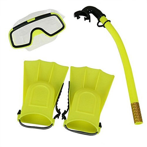3 Pz/lotto Bambini silicone boccaglio Maschera Nuotare Immersione Subacquea Maschere Subacquee Snorkeling Immersioni Pinne impostato per Bambini Attrezzatura Subacquea: giallo