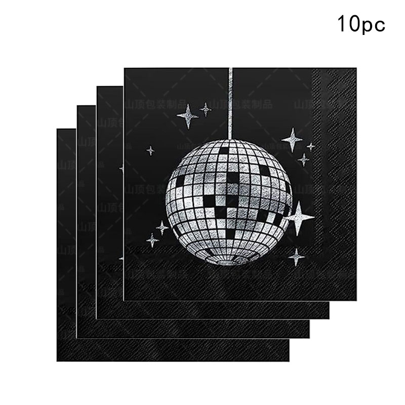 10Guests Disco Silver Ball Disposable Tableware Silver Plates Disco Black Napkin Adult Disco Theme Happy Birthday Party Decor: Olive