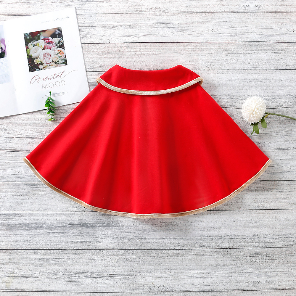 Veste cape rouge pour filles, vêtements d&#39;automne et d&#39;hiver, manteaux à la , vêtements de noël pour enfants