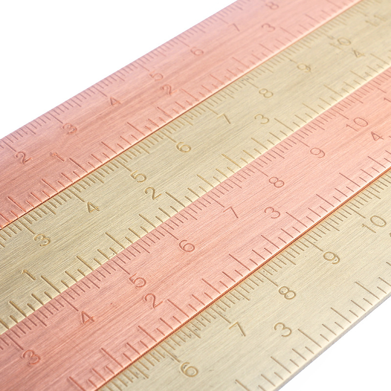 1pc 15cm messing linjal bokmerke kanselli rosa gull måler rett linjal for skole skrivesaker metall maleri tegneverktøy