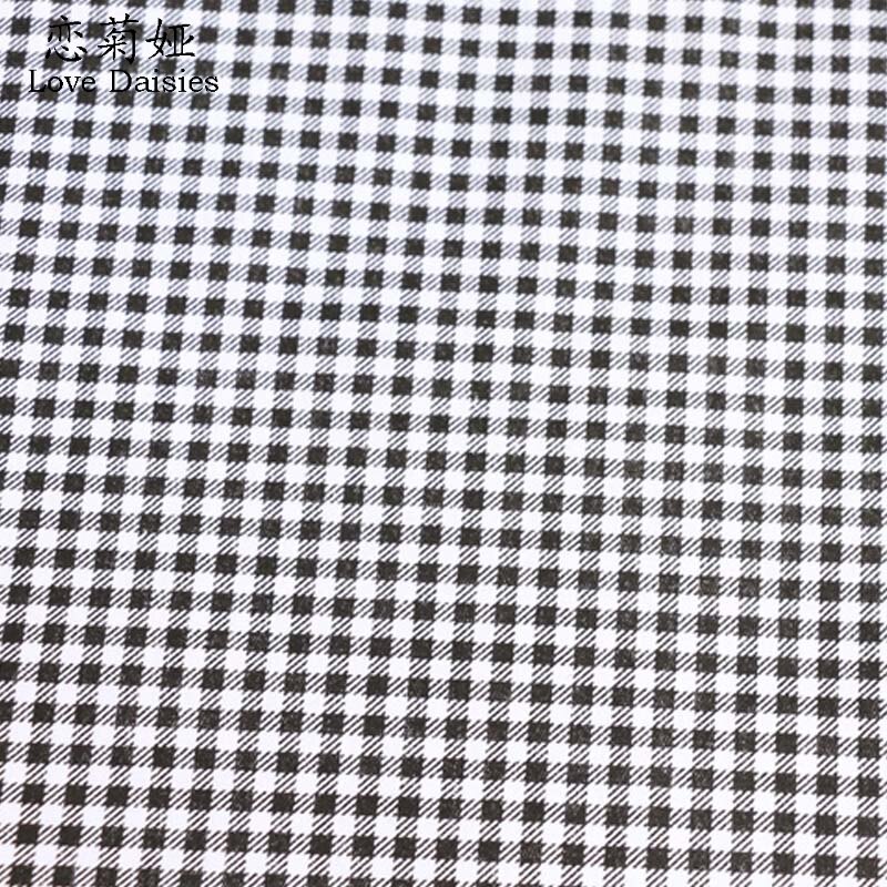 100% cotton twill cloth nordic wind black series dots zigzag check fabric for DIY kid sheet patchwork cushions handwork quilting: plaid / 250x160cm