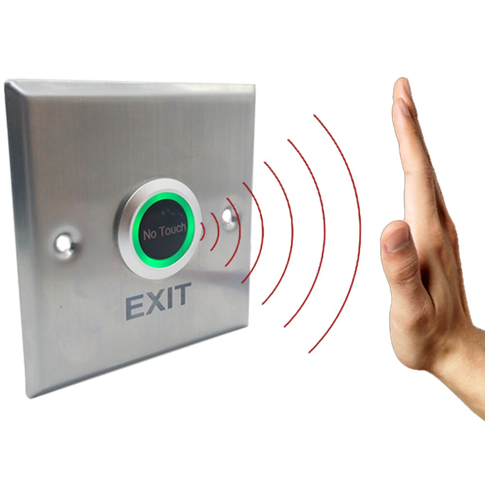 Square Stainless Steel Metal Door Release Switch IR Contactless No Touch Infrared Exit Button