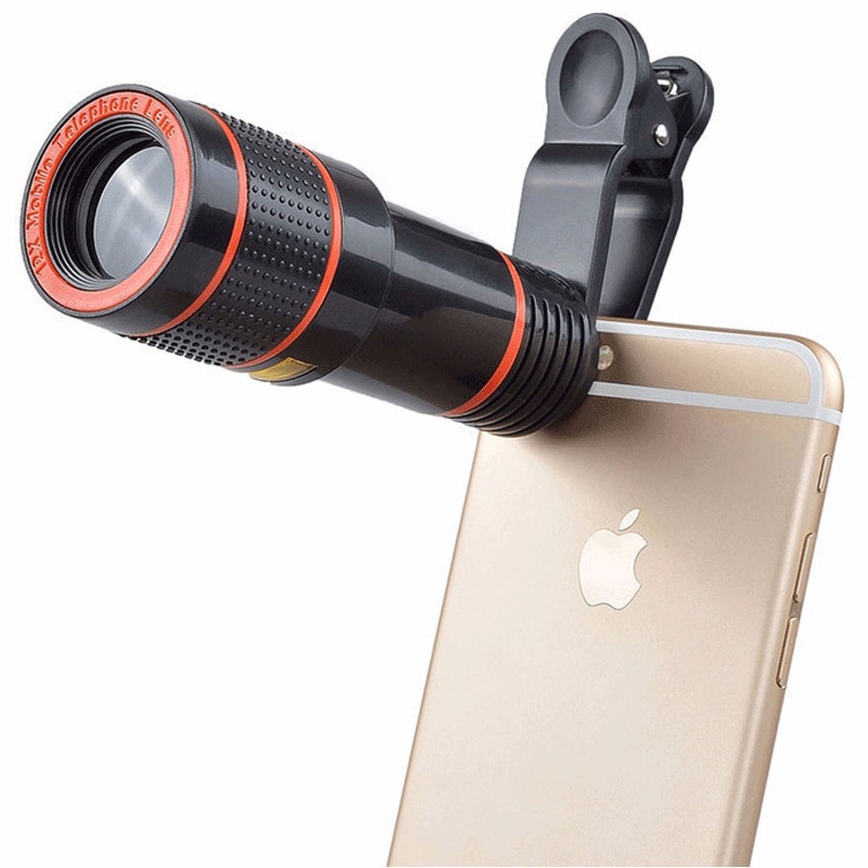 Clip-Op 12x Telefoon Lens Optische Zoom Hd Tele Camera Macro Lens Kit Voor Universele Mobiele Telefoon Smartphone Telescoop focus Len
