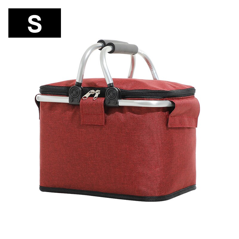 30L Folding Picnic Camping Basket Large Insulated Shopping Cooler Home Storage Hamper Bag Box Outdoor Picnic Organizer X593D: S red