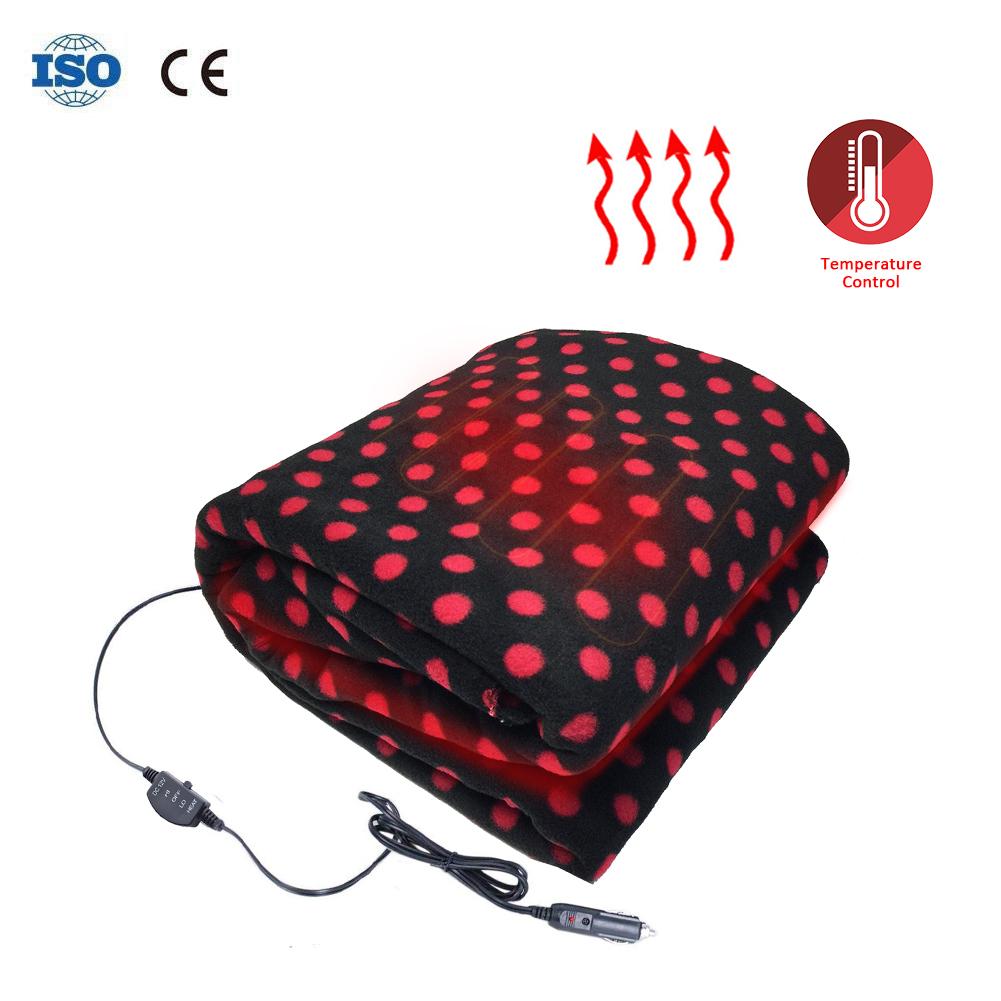 Couverture chauffante électrique pour voiture | 150x100cm, couverture épaisse noire rouge, points, voyage automobile, économie d'énergie, chaude, camions adaptés 12V: Default Title