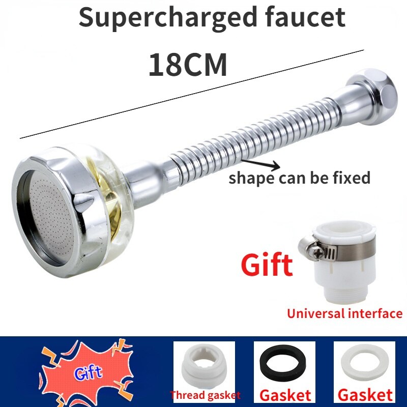 360 ° Rotatie Keukenkraan Badkamer Kraan Beluchter Waterbesparing Hoge Druk Nozzle Tap Adapter Badkamer Sink Spray Douche: 18cm gold