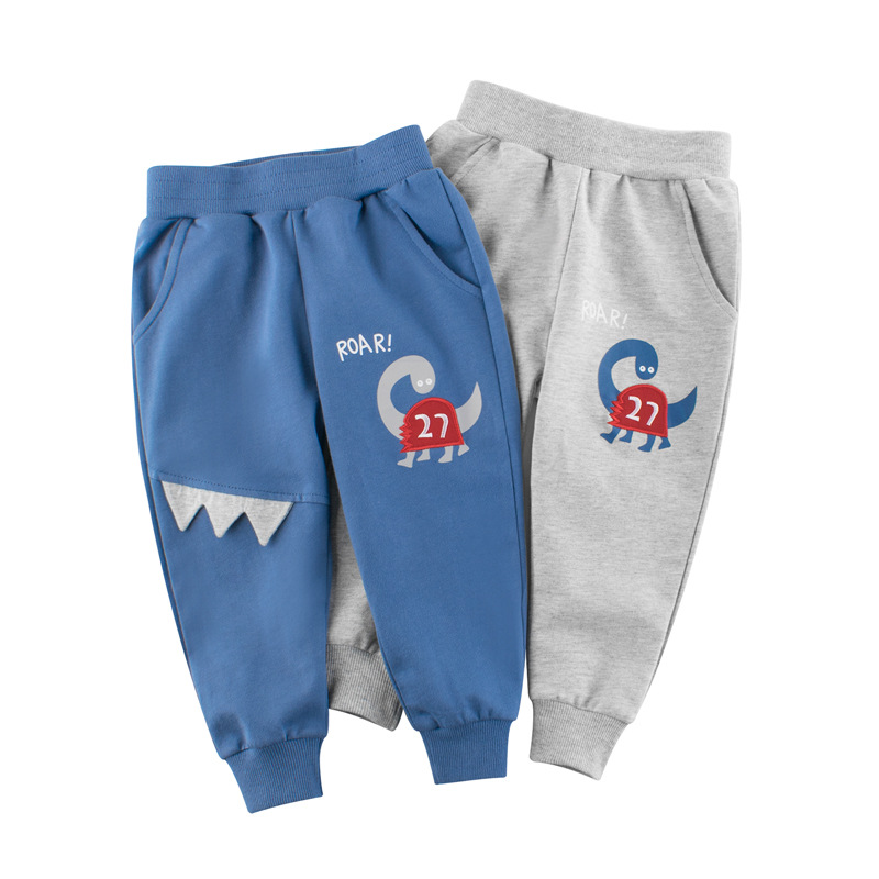 Pantalones deportivos largos de algodón 100% para niños de 1 a 9 años, chándal informal con dibujos animados, primavera y otoño