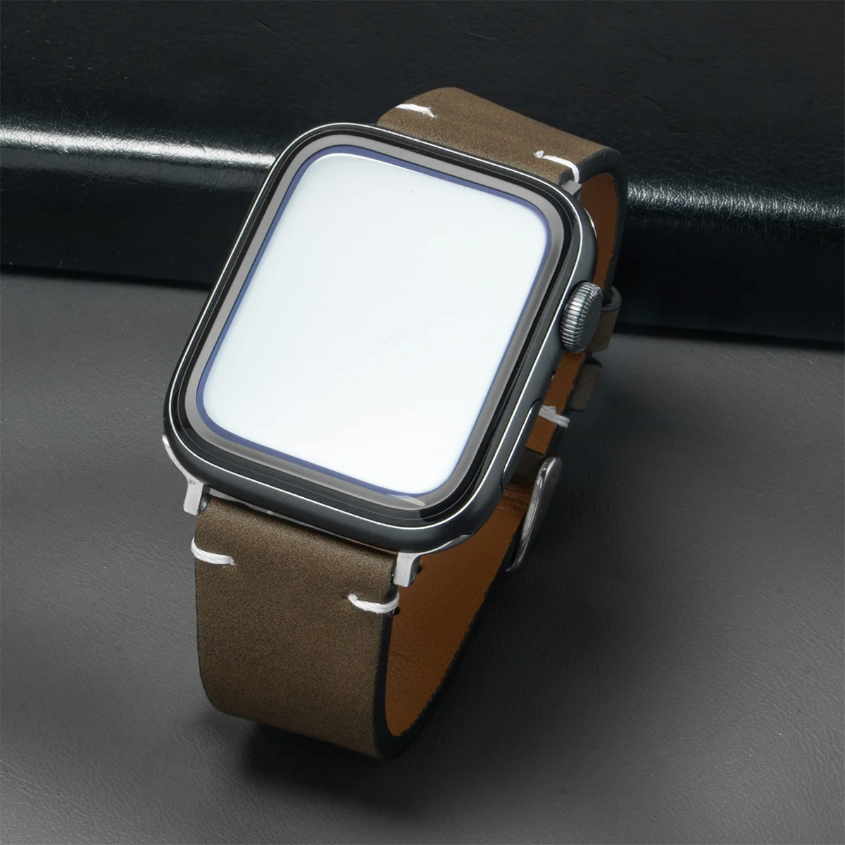 Leather Strap for Apple Watch Band Ultra 2 49mm 46mm 42mm 45mm 44mm 42mm 40mm 41mm Watchband for Iwatch Series 10 9 8 7 6 SE 5 4: M / Beige