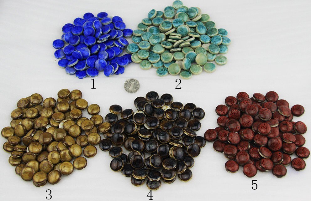 Carrelage mosaïque rond en céramique colorée | Carreaux de porcelaine, mosaïque de 2cm 500 gramme/lot, bricolage pour adultes, art et artisanat, OEM: color 2