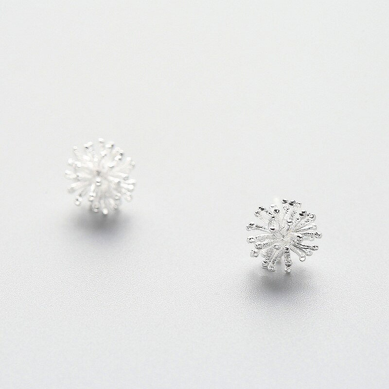 INZATT Dandelion Flower Ball Stud Earrings Trendy Real 925 Sterling Silver Fine Jewelry For Women Birthday party