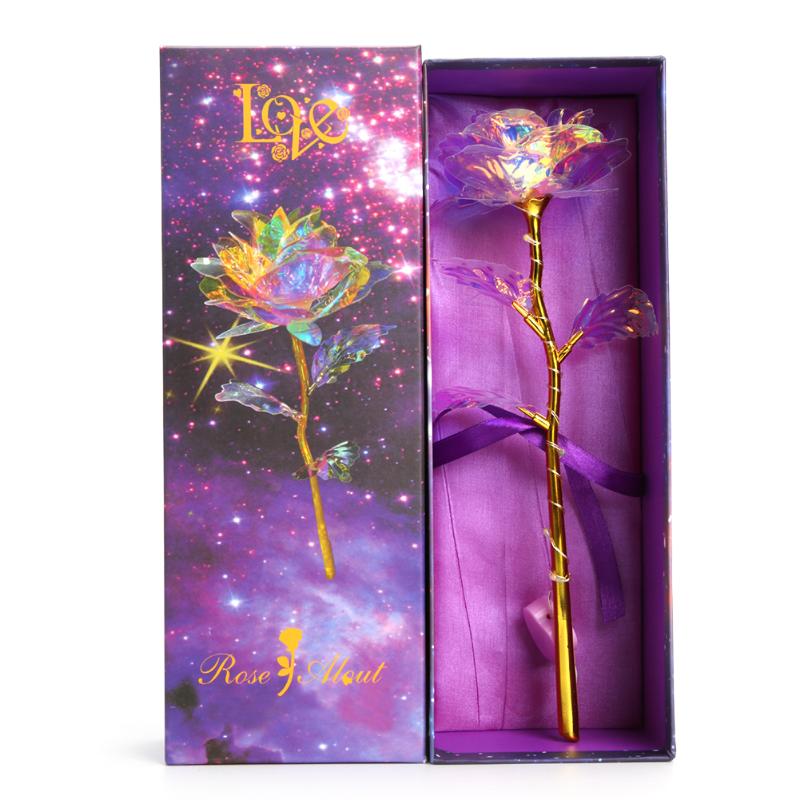 Valentine's Day Mother's Day Box 24K Foil Plated Rose Gold Flower Forever Love Wedding Decor Lighting Rose: switches with box