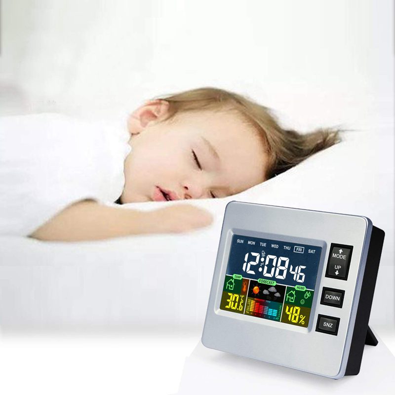 Digitaal draadloos weerstation met lcd-kleurendisplay voor weersvoorspelling met binnensensor, temperatuur- en vochtigheidsmonitor ala