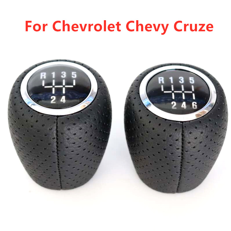 Perilla de palanca de cambios de cuero PU de 5/6 velocidades para Chevy Chevrolet Cruze , , , , , , , accesorios de coche de bola de mano