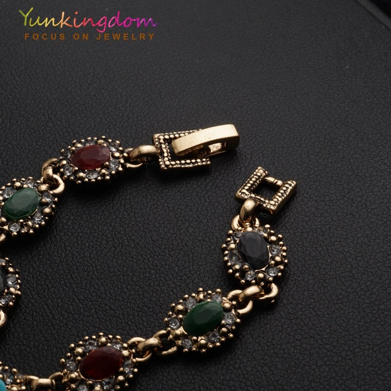 Yunkingdom Bloem Pulseira Feminina Sieraden, Goud Kleur Vintage Armbanden, Antiek Goud Kleur Anniversary YUN0678