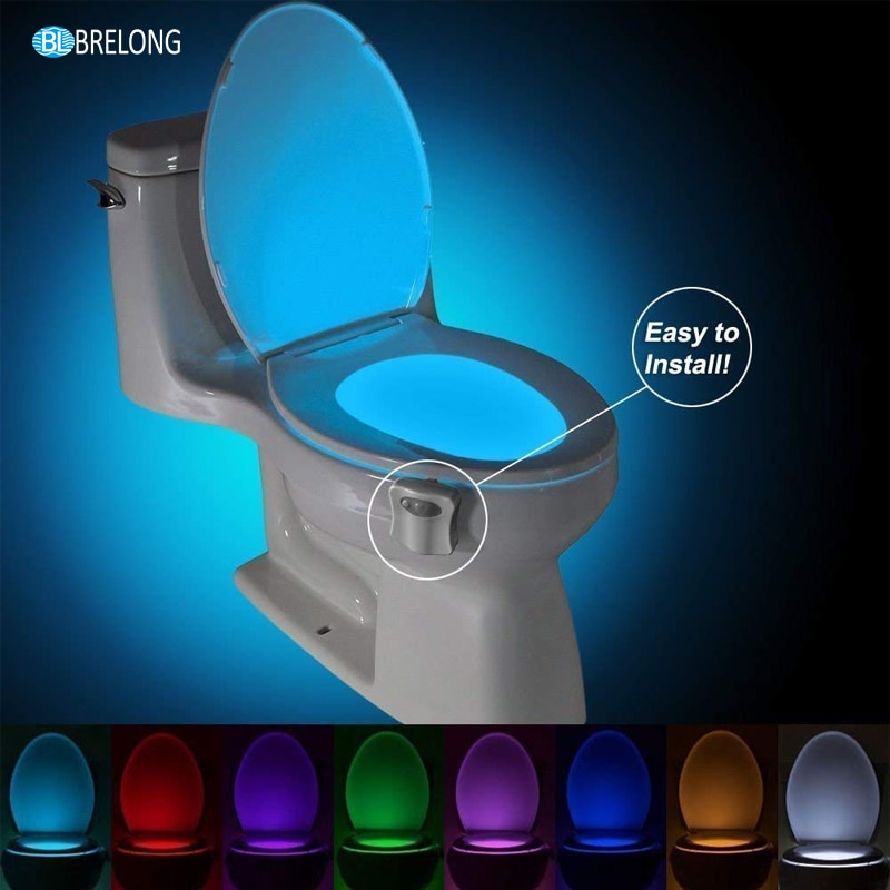 Smart pir bevægelsessensor natlampe 16 farver vandtæt toiletlys førte menneskekroppen aktiveret luminaria wc farverig belysning