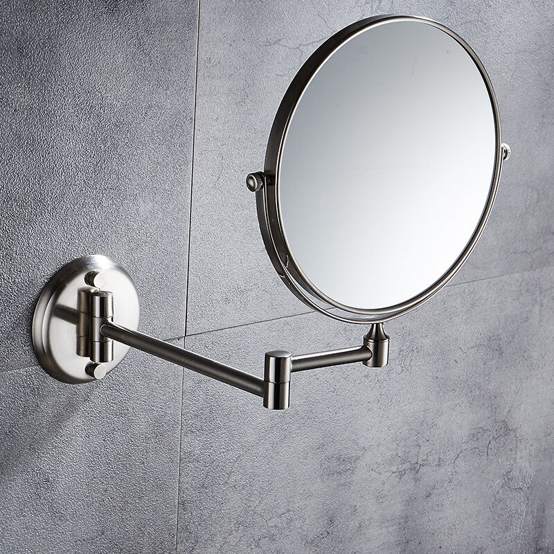 Guld badeværelse 8 tommer forstørrelses spejl folde hotel badeværelse indtrækkeligt makeup spejl dobbeltsidet skønhed spejl væghængende: Børstet 8 tommer
