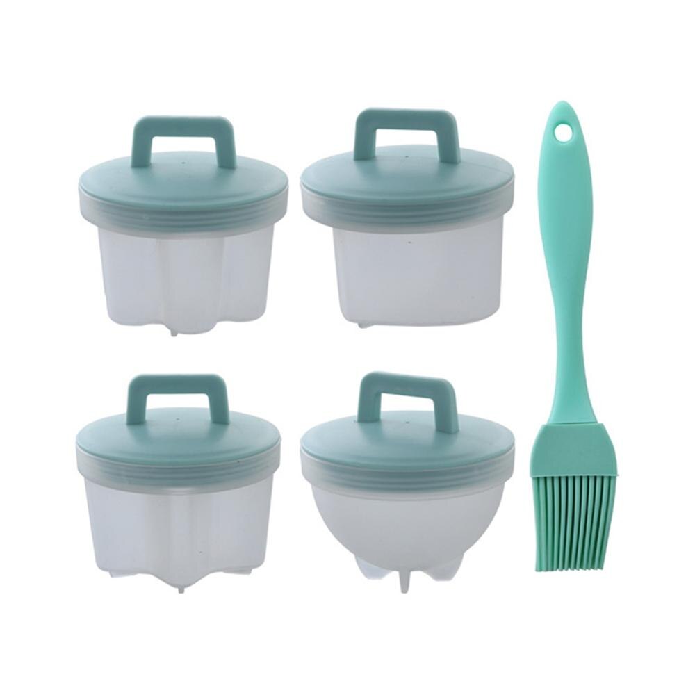 4 Stks/set Hartvormige Siliconen Eierkoker Gereedschappen Siliconen Gestoomde Egglette Fornuis Non-stick Gekookt Ei Cups: Green