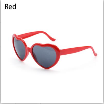 2PC Love Heart Shaped Effects Glasses Watch The Lights Change To Heart Shape At Night Diffraction Glasses Women Sunglass: red