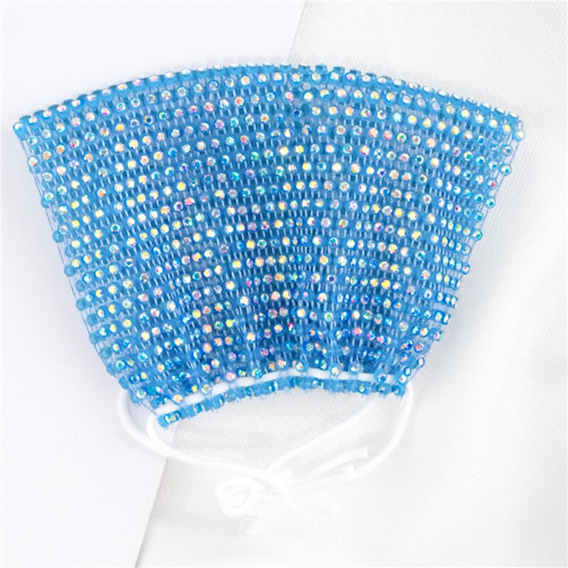 Máscara divertida de cristal ostentoso para mujer, mascarilla facial con diamantes de imitación para mujer, malla de red Yashmak para club nocturno, de Halloween y espectáculo
