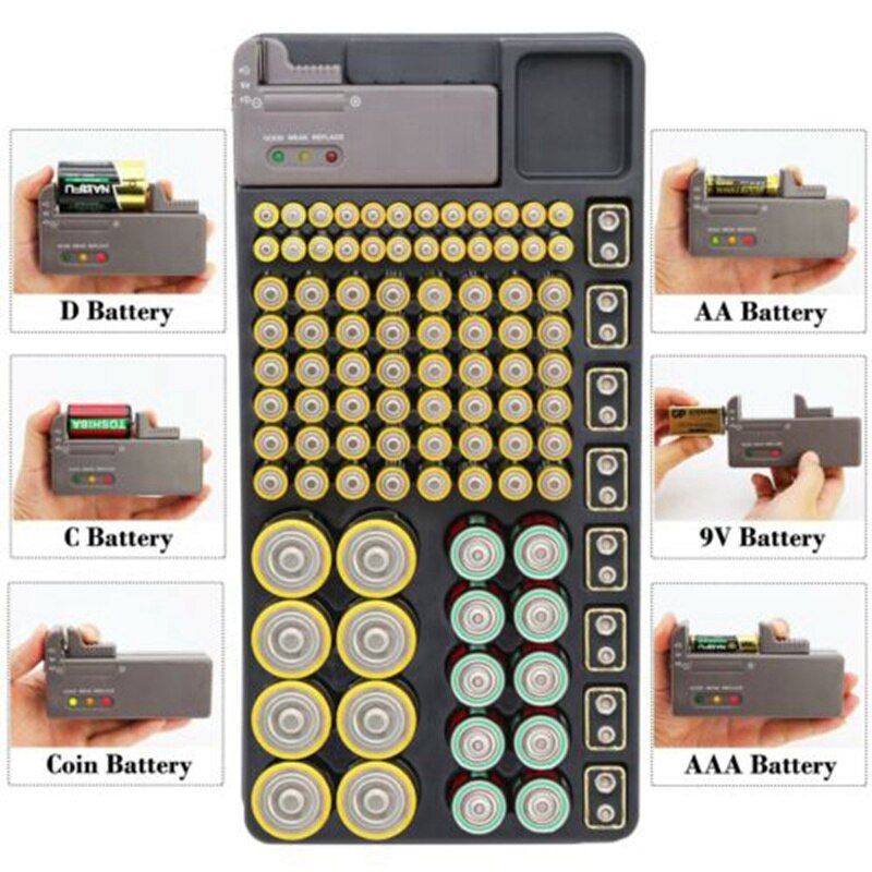 110 Batterijen Batterij Organizer Tester Verwijderbare Case Voor Aaa Aa 9V D C Opbergdoos