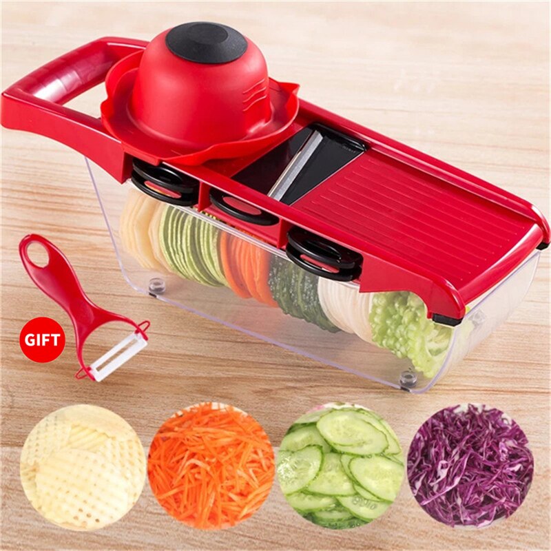 Mandoline Slicer Vegetable Cutter With Stainless Steel Blade Manual Grater Dicer Potato Carrot Tool Garlic Kitchen Cheese Peeler