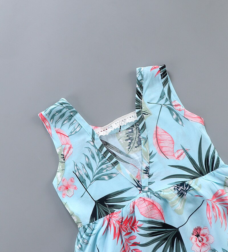 Tjejklänningar sommar ärmlös bomull barns prinsessklänning baby strandklänning