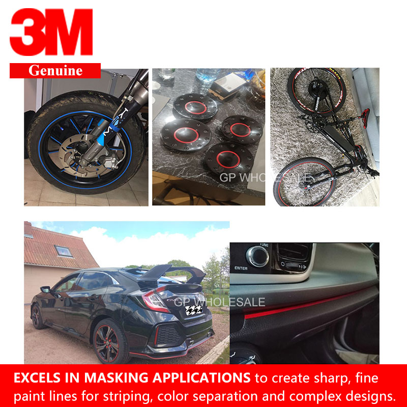 3M 471 Premium Perfomance Sterke Vinyl Tape Lengte 33M Bundel Set Voor Decoratie, masking 10Mm Geel Zwart Blauw Wit Rood Groen