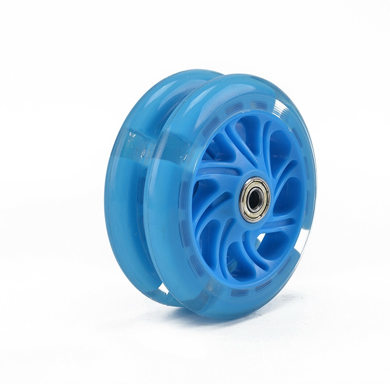 1Pair 120mm Children Scooter LED Lights Flashing Wheels with ABEC-7 Bearings Front/Rear LED Flashing Scooter Wheels: blue