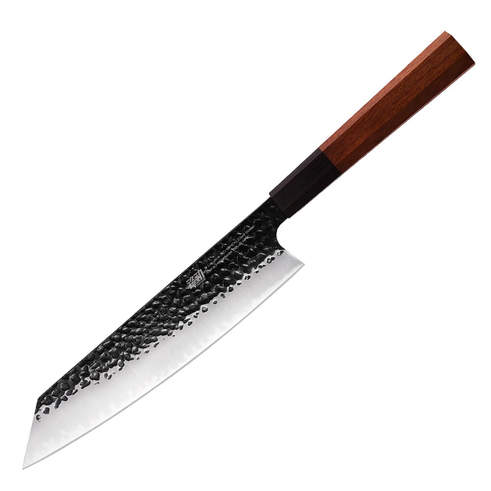 FINDKING Kiritsuke-Messer 9 Zoll – Japanisches Damastmesser, AUS-10 Stahl, BLACK-ROSE Serie