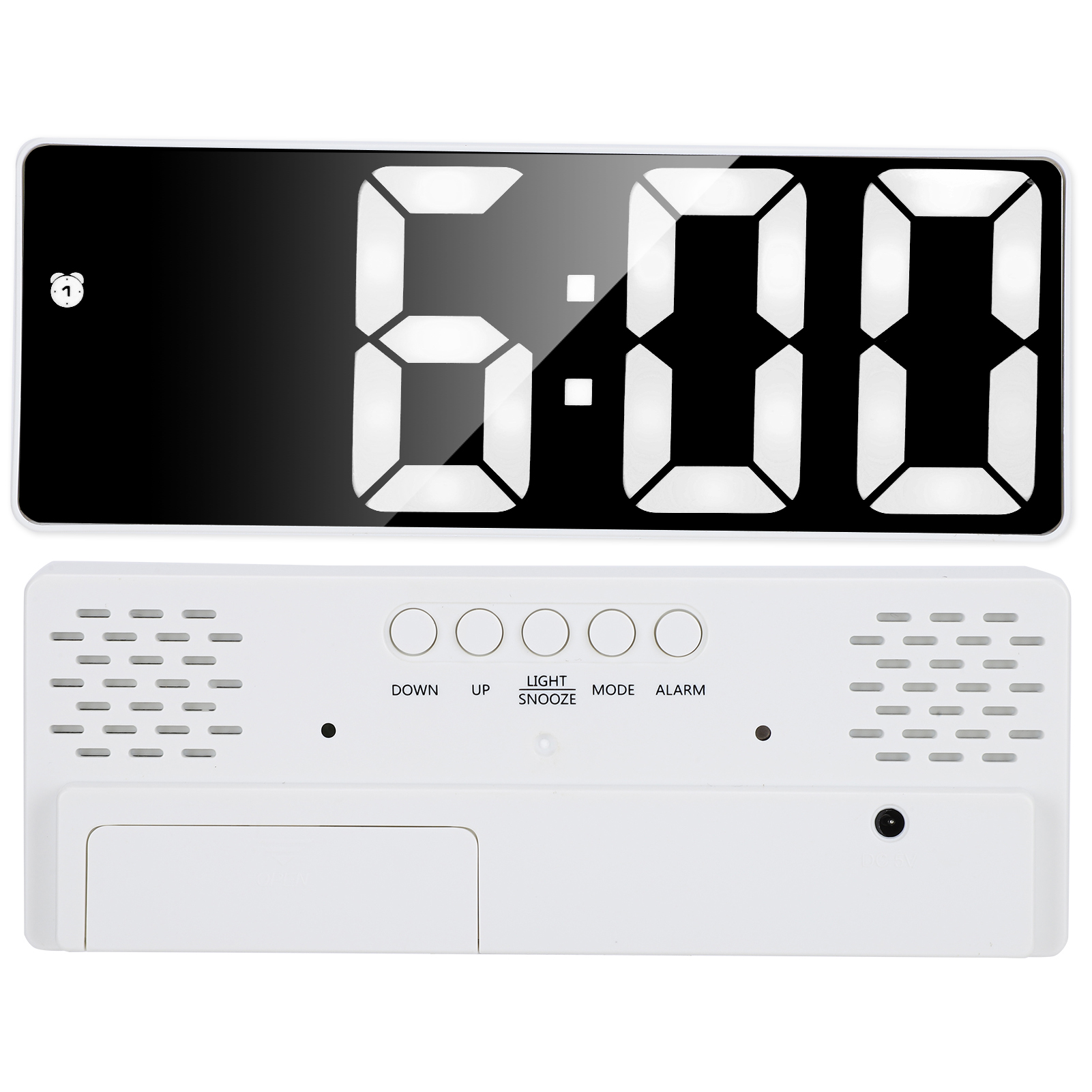 Electronic Digital Clock LED Display Digital Mirror Alarm Clocks Battery Plug-In Dual-Use Powered Beautiful Clocks Table Decor