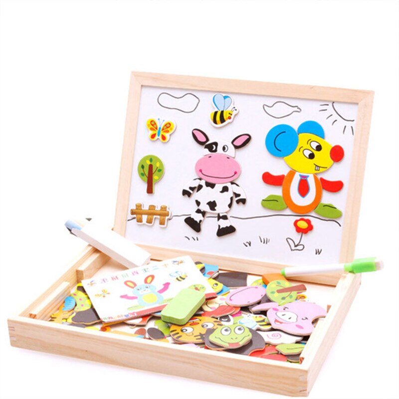 100+Pcs Wooden Toy Magnetic Puzzle Toys Children 3D Metal Puzzle for Kids Tangram Drawing Board Learning Wood Toys Baby Oyuncak: 8