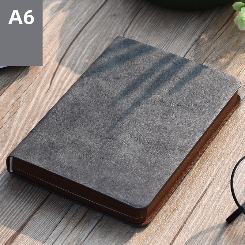 Portable mini notebook small notepad Exquisite printing book Students learn to write and office notebooks Leather A6 notebook: gray