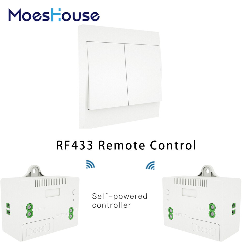 RF433 Wireless Self Powered Remote Control Smart Switch No Battery Needed No Wire.Wall Panel Transmitter Rocker Push Button