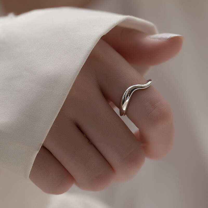 Thin, cool, irregular, v-shaped index finger rings , 925 sterling silver adjustable rings for women, elegant minimalist jewelry