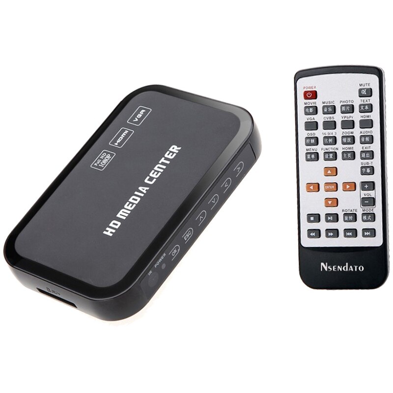 Eu Plug Full Hd 1080P Media Player Center Multimedia Video Player With Hdmi Vga Av Usb Sd/Mmc Port Remote Control Ypbpr Cable