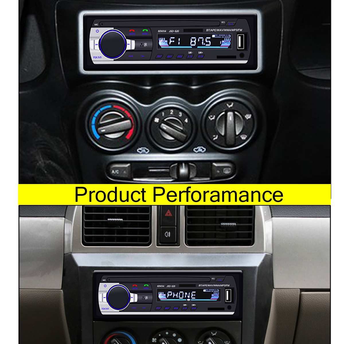 1 Din Car Radio Autoradio bluetooth MP3 Player Automobile Multimedia Player FM Aux Input Receiver SD USB Handfree MP3