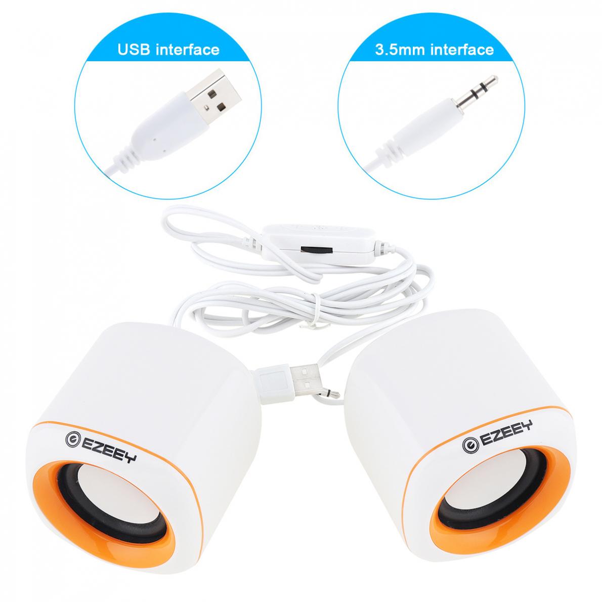 A1 5W Mini Portable USB 2.0 Subwoofer Computer Speakers with 3.5mm Stereo Jack Support Volume Control for PC Laptop Smartphone