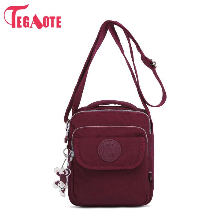 TEGAOTE Nylon Vrouwen Schoudertassen Solid Zipper Tassen Handtassen Vrouwen Messenger Bag Zomer Strand Crossbody Tassen Vrouwelijke Sac A Main: old red