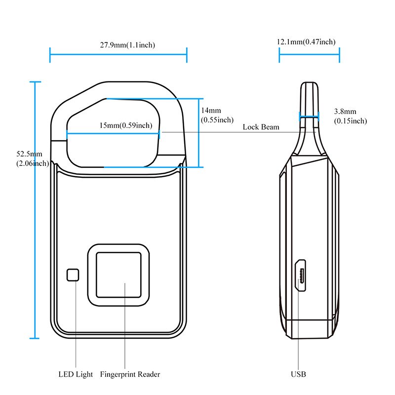 Smart Fingerprint Lock Biometrics Technology Multipurpose Padlock Fingerprint Unlock Anti-Theft Security Keyless Electronic Lock